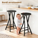 Set 2 Sgabelli Bar 34x30x70 cm Pieghevoli con Doppio Poggiapiedi in Legno e Acciaio Nero      