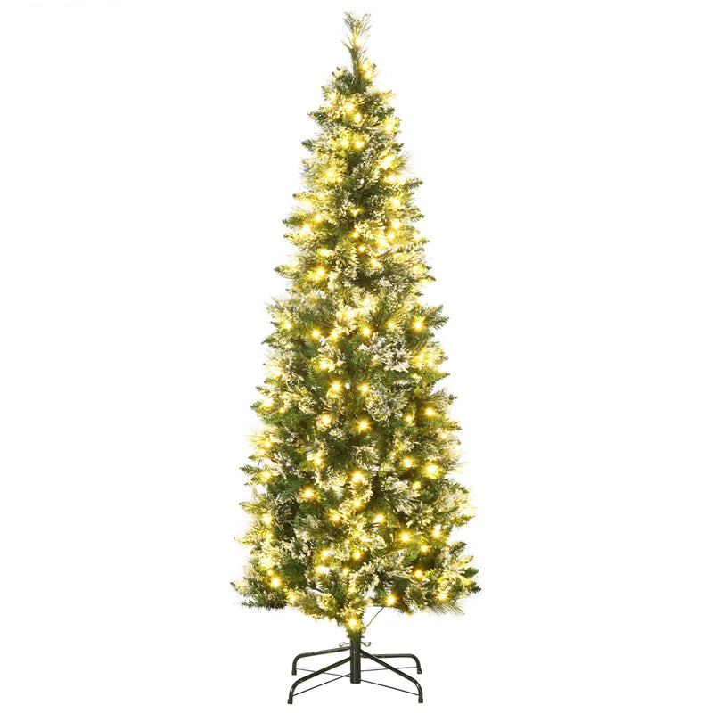 Albero di Natale Artificiale Innevato 180 cm 618 Rami 240 Luci LED Verde