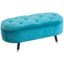 Panca Imbottita in Tessuto Velluto 107x36x48 cm  Blu