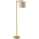 Lampada da Terra a LED 54,3x30,6x159,6 cm con Telecomando 11 Colori di Temperatura in Metallo e Tessuto Effetto Lino Oro      