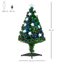 Albero di Natale Artificiale 90 cm 90 Rami in PVC e Fibra Ottica con 12 LED 