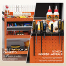Carrello Porta Attrezzi con Manico Laterale 3 Ripiani e Cassetto 82x35x76 cm in Acciaio Arancione 