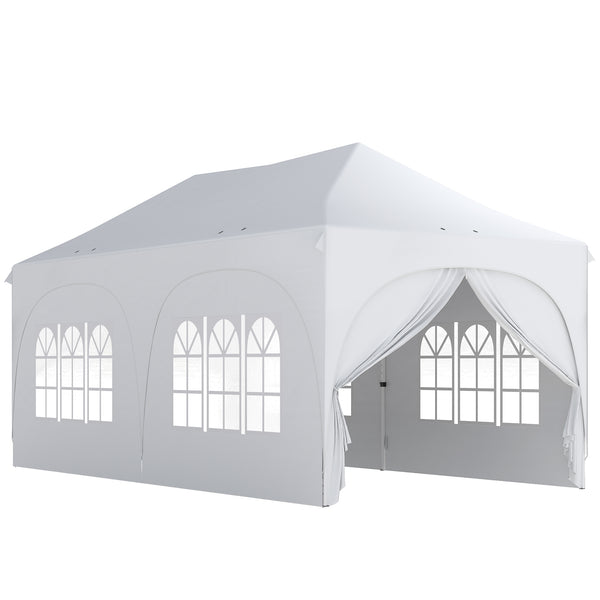 acquista Gazebo da Giardino Pieghevole 3x6 m con Pareti Rimovibili e Borsa di Trasporto Bianco