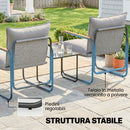 Set 3 Pezzi Bistrò da Esterno 2 Poltrone e Tavolino Metallo con Cuscini in Texteline Grigio Scuro      