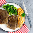 Ceppo in Legno con 6 Coltelli da Bistecca Manico in Plastica