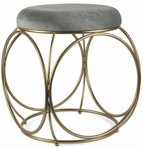 online Sgabello Tondo Ø40x46 cm in Ferro e Velluto Soriani Grigio