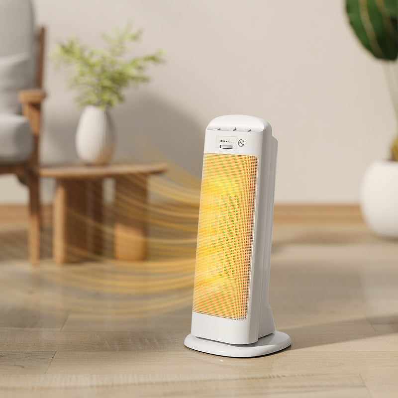 Stufa Elettrica Ceramica 2000W con 4 Modalità Riscaldamento Regolabile e Oscillazione Bianco      