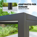 Tavolo da Giardino 4-6 Persone 150x80x74 cm con Piano Effetto Legno in Acciaio e Plastica Grigio e Nero      