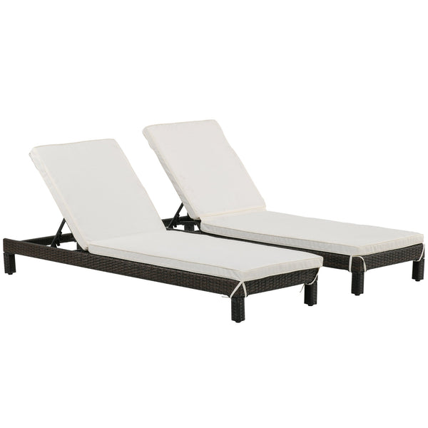 acquista Set 2 Lettini Prendisole in Acciaio Marrone con Cuscino Crema