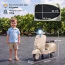 Moto Elettrica per Bambini 3+ Anni Licenza Piaggio Vespa 7,2 V 81x37x63 cm con Rotelle Rimovibili 3-5 km/h Max 30 kg in PP Bianco      