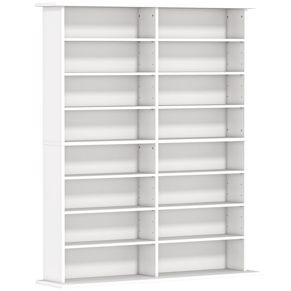 Mobile Libreria Porta CD 106,5x24x126,3 cm a 16 Ripiani Design Moderno in Legno Bianco sconto