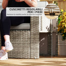 Set 6 Pezzi da Esterno con Divano 2 Sedie Tavolino con Piano in Vetro e 2 Pouf in Rattan Grigio Scuro      