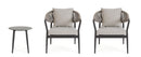 Set 3 Pezzi Salotto da Giardino con 2 Poltrone e Tavolino in Alluminio Corda Poliestere e Pietra Sinterizzata Millor Antracite e Cachi