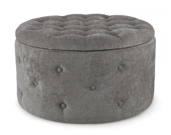 Pouf Contenitore Porta Scarpe Ø 70x40 cm Ernestine in Tessuto Grigio sconto