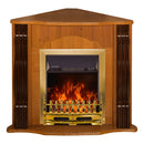 Camino Elettrico da Pavimento ad Angolo 88,2x95x47,3 cm Effetto Fiamma 2000W Clasic & Galileo gold Noce