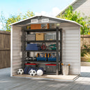 Casetta Box da Giardino Porta Attrezzi 213x120x166-194 cm con Porte Scorrevoli e Lucchetto con Chiavi in Metallo Grigio Scuro  