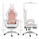 Sedia Gaming Ergonomica 65x63x136-142A cm con Orecchie in Finta Pelle Rosa  