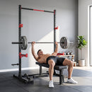 Power Cage Rack Squat 138-176x106x212 cm Capacità 500 kg con Barra Trazioni e Larghezza Regolabile in Acciaio      
