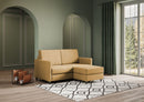Divano 2 Posti con Pouf 158x145x85 cm Karay in Tessuto Ocra