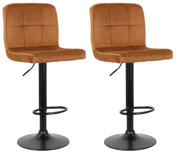 online Set 2 Sgabelli 44x38x63/82 cm in Velluto con Base Nera Caramello
