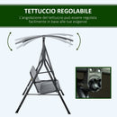 Dondolo da Giardino 3 Posti 172x110x153 cm con Tettuccio Inclinabile Grigio   