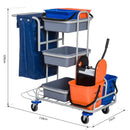 Carrello Pulizie Professionale con 4 Secchi Grigio 