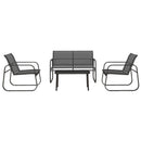 Set 4 Pezzi Salotto da Giardino con 2 Poltrone Divano 2 Posti e Tavolo in Mesh Nero      