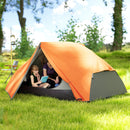 Tenda da Campeggio 2 Posti Impermeabile 280x225x110 cm con 2 Vestiboli e 2 Porte Arancione   