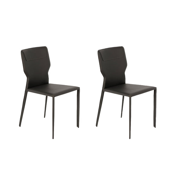 acquista Set 2 Sedie 56x44xH86,5 cm in Similcuoio e Metallo Kim Grigio scuro