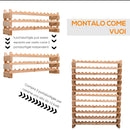 Scaffale Portabottiglie 6 Ripiani 72 Bottiglie 114x28x80 cm in Legno di Pino 