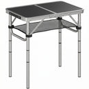 Tavolo Campeggio Pieghevole 60x40x 60 cm Picnic con Ripiano a Rete in Alluminio e MDF Nero      