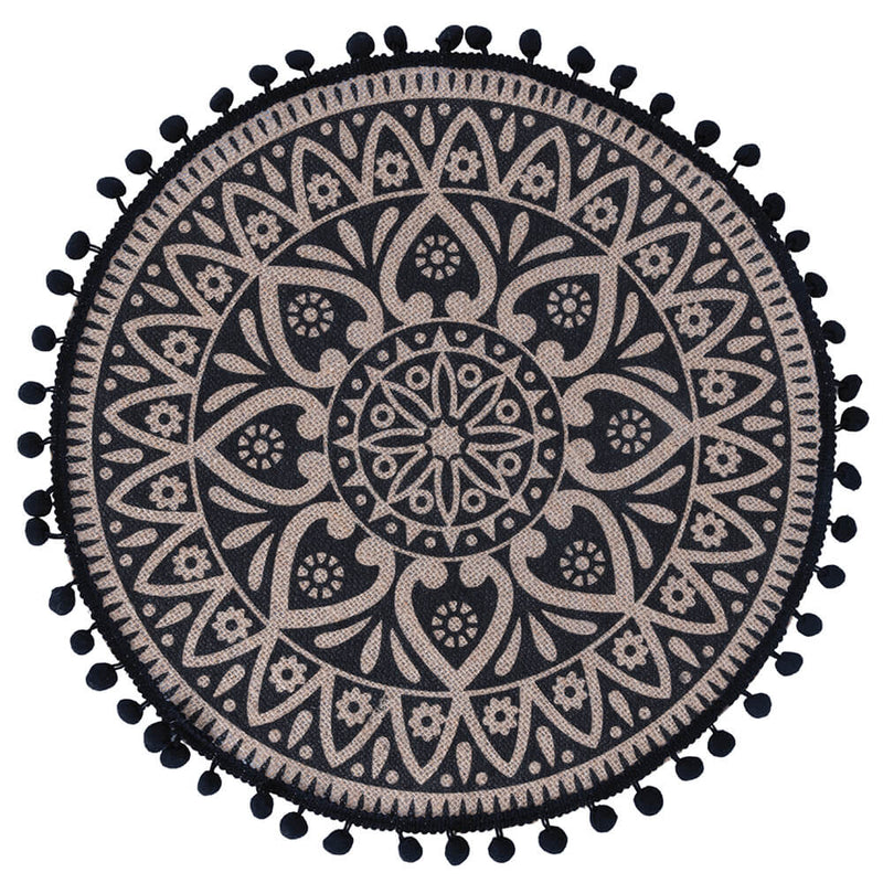 Set 6 Tovagliette Ø38 cm  in Juta VdE Tivoli 1996 Black Nero e Beige