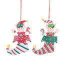 Set 8 Addobbi Natalizi Scarpone Elfo da Appendere 13 cm in Plastica