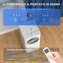 Condizionatore Portatile 9000 BTU 2,6 kW 4 in 1 31x35x68 cm Classe A con Telecomando Display LED e Timer 24H per 33 m² Bianco      