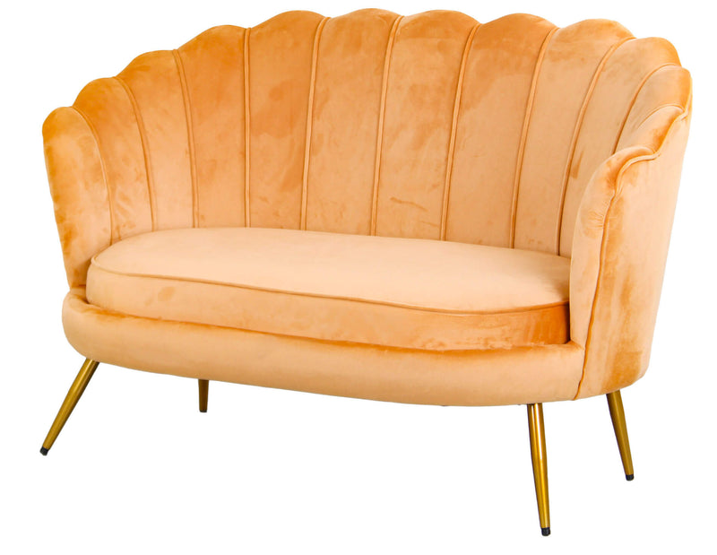 Divano 2 Posti 128x85 cm in Velluto Caramello