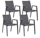 Set 4 Sedie da Giardino 55,5x60x83h cm con Braccioli Odeon Antracite Gr Scuro 