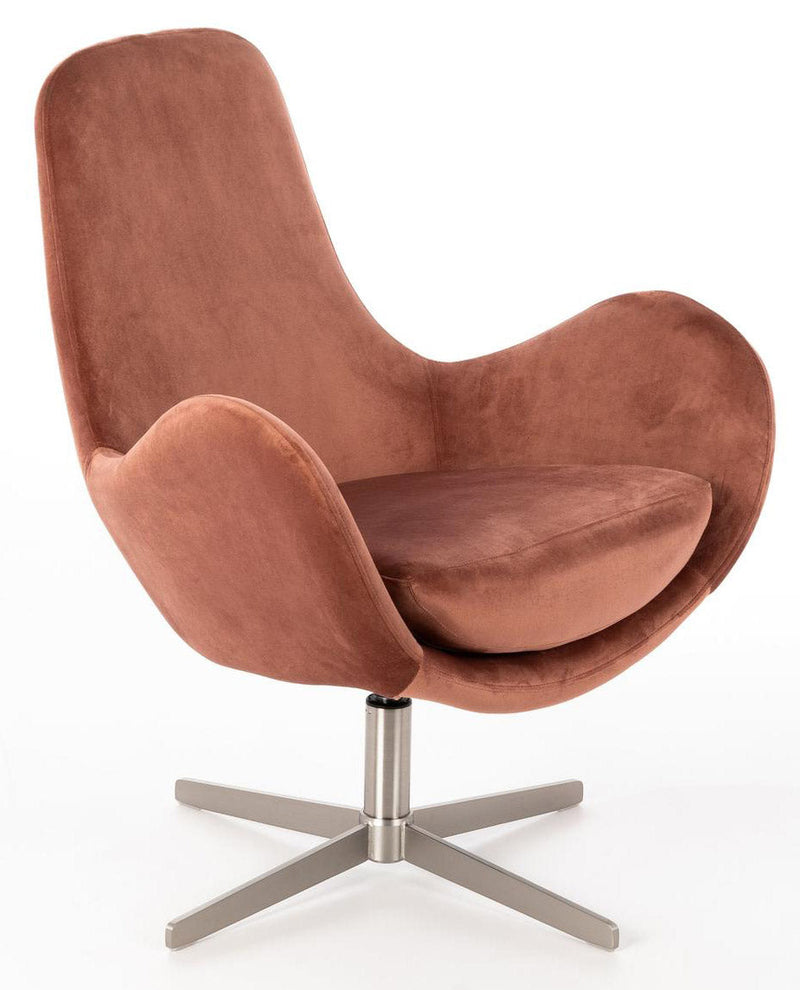 Poltrona Imbottita 72x68x85 cm in Velluto con Base Girevole Rosa - Main Image