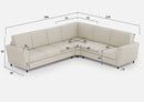 Divano Angolare 6 Posti 288x228x85 cm Yasel in Tessuto Latte