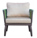 Set Salotto da Giardino Divano 2 Poltrone e Tavolino Nimes con Cuscini in Alluminio e Corda Verde e Grigio