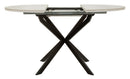 Tavolo da Pranzo Allungabile Martin Ø100x75 cm in Metallo e Ceramica Nero e Bianco      