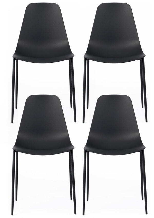 Set 4 Sedie 49x48,5xH88 cm in Polipropilene Frida Nero