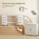 Tavolo da Cucito Pieghevole per Macchina da Cucire con Ripiani 20 Pioli Ruote con Blocco Bianco      