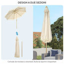 Ombrellone da Giardino 260x240 cm a Manovella Inclinabile in Poliestere e Metallo Crema  