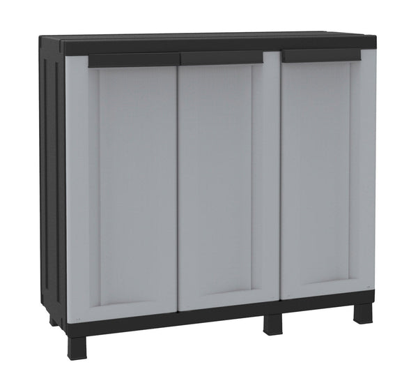 sconto Armadio Modulare da Esterno 102x39x91,5 cm 3 Ante 1 Ripiano in Polipropilene Twist Grigio e Nero