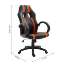 Sedia da Gaming Ergonomica Imbottita con Altezza Regolabile Nero Arancione 