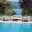 Set Salotto da Giardino in Alluminio Divano 2 Poltrone e Tavolino Vorghini Leida