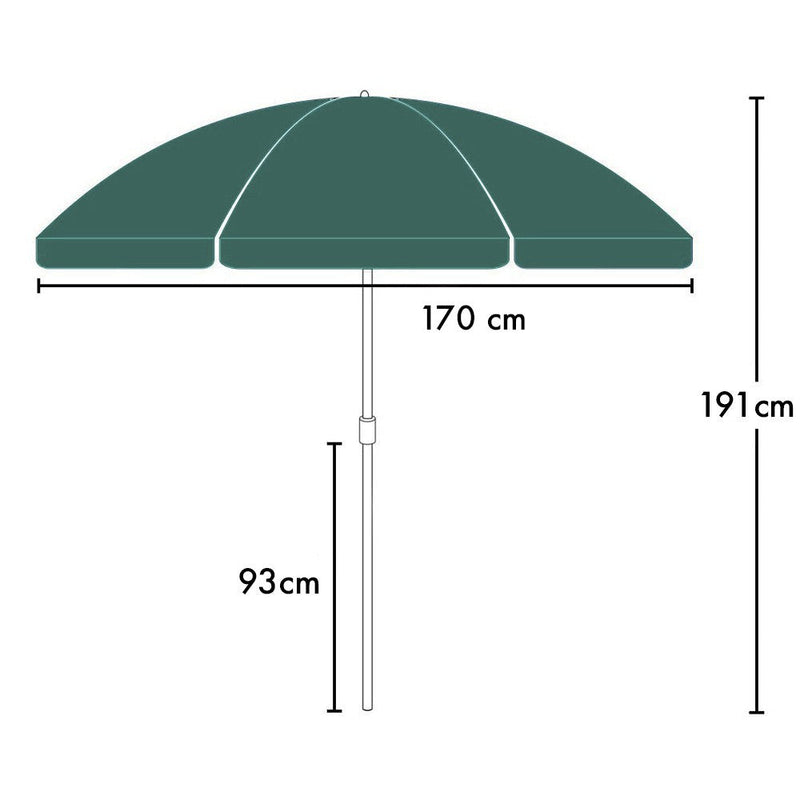 Ombrellone da Giardino Ø170 cm in metallo  telo in nylon Verde