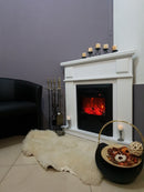 Camino Elettrico da Pavimento ad Angolo 100x100x50 cm Effetto Fiamma 2000W Marina & Cristina Bianco