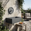 Lavello Rettangolare da Esterno 45x35 cm con Rosone Installazione a Muro in Cemento Madrid Antracite