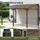Pergola Addossata 4x3 m con Tetto in Policarbonato Metallo e Alluminio con Viti Marrone      